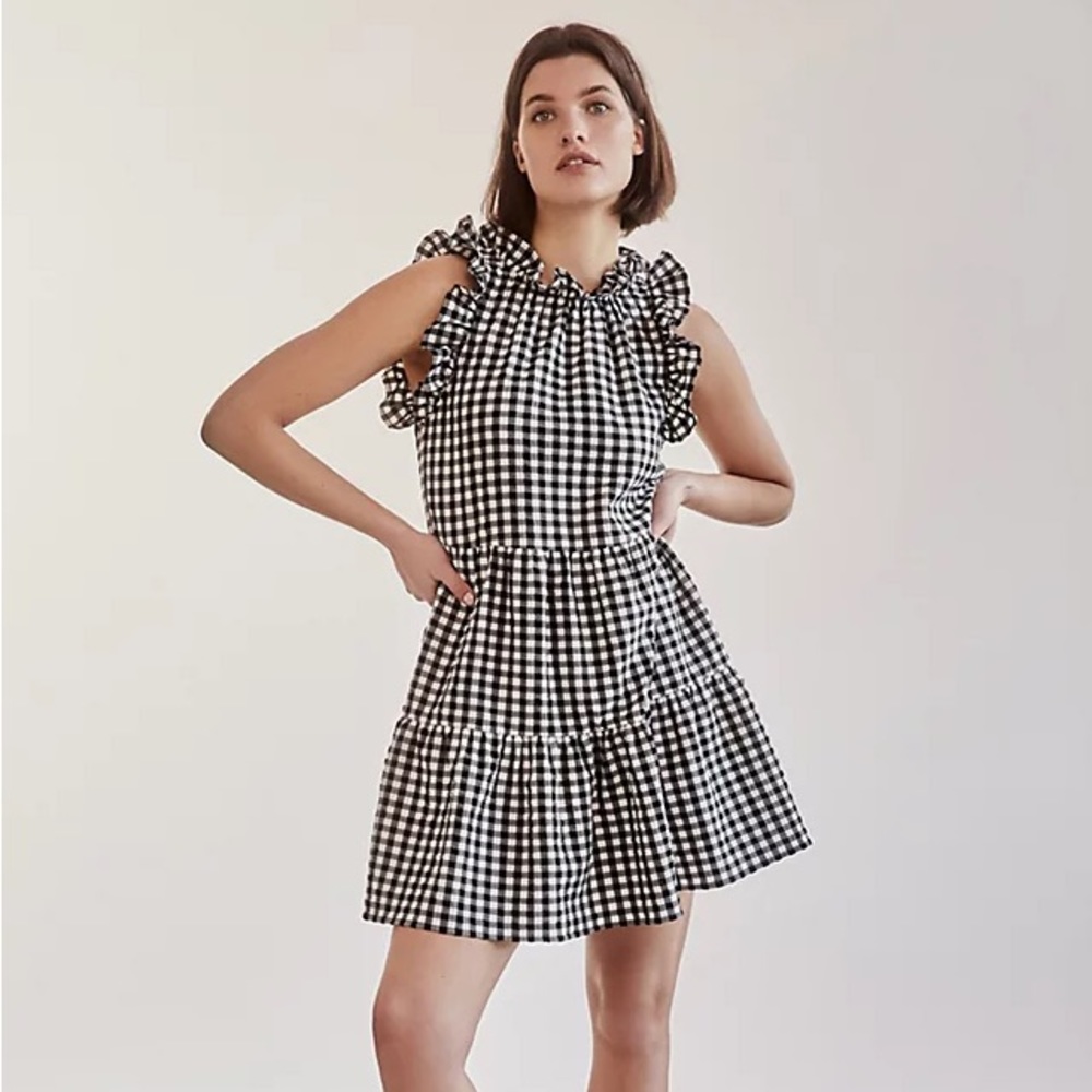 black gingham anthropologie dress
